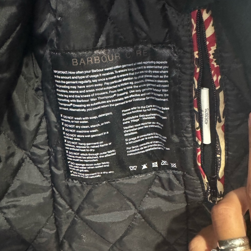 Barbour Black Utility Jacket with Patterned Lining - image 7